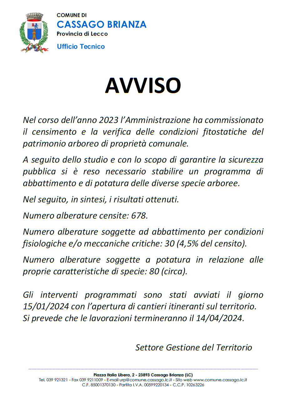 avviso piante