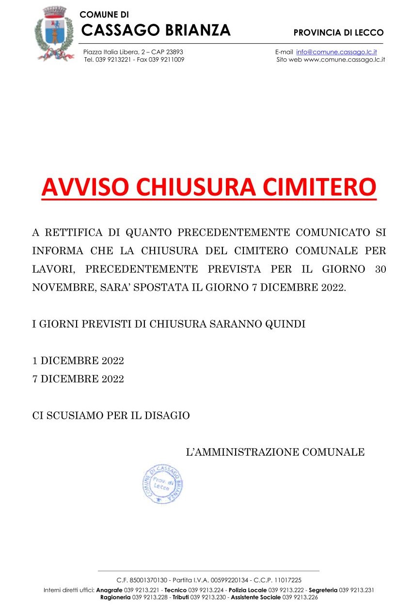 cHIUSURA cIMITERO