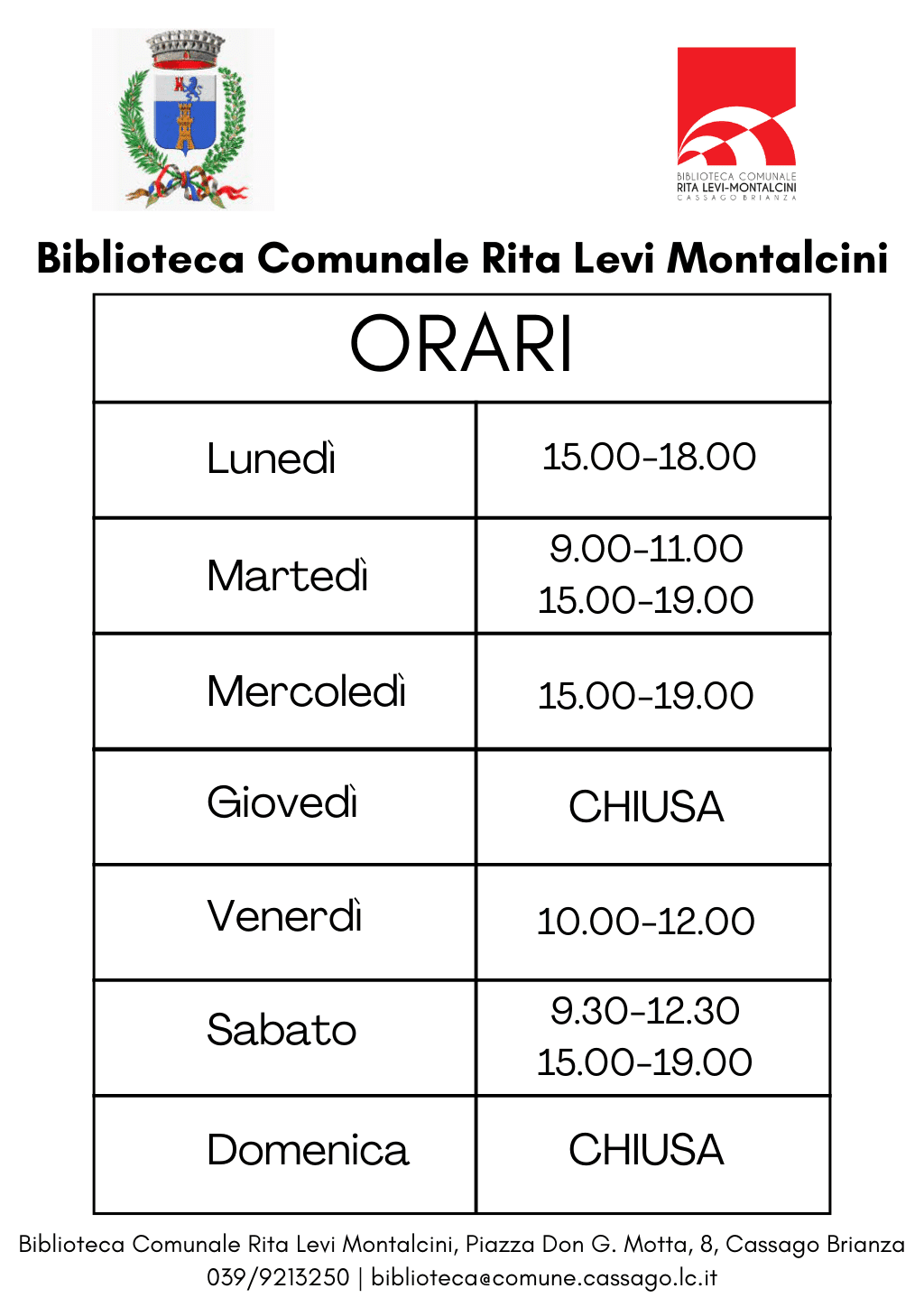 nuovi orari biblioteca